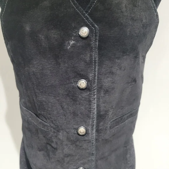 B.B. Dakota Leatherwear Women's Vintage Suede Button Down Vest Black Western - Picture 5 of 10